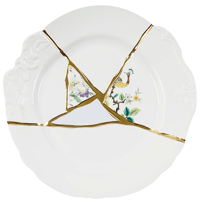Тарелка Seletti Kintsugi Белый Золотой Тарелка Seletti Kintsugi Белый Золотой в Твери | Loft Concept