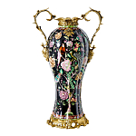 Ваза из фарфора черная с цветочной росписью и бронзовыми элементами Spring Garden варинант исполнения - 1 | Loft Concept в Твери