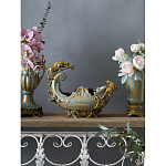 Чаша голубого цвета с оранментом и и бронзовыми фигурами леопардов Eden Garden варинант исполнения - 5 | Loft Concept в Твери