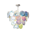Люстра с каскадом из круглых разноцветных стеклянных дисков Mother of Pearl Iridescence варинант исполнения - 4 | Loft Concept в Твери
