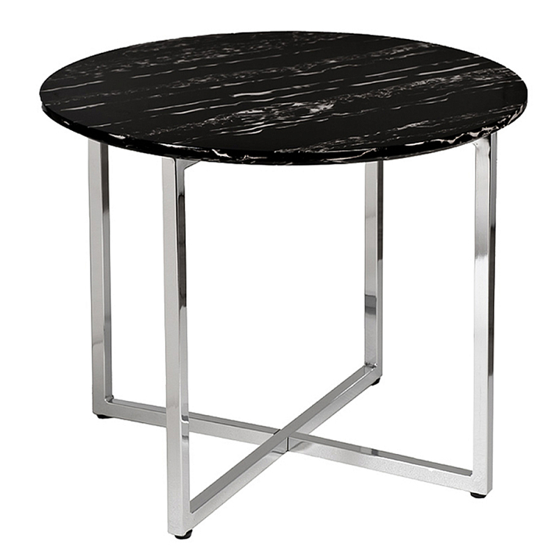 Столик журнальный круглый с черной столешницей Marsali Coffee Table Серебряный Черный Столик журнальный круглый с черной столешницей Marsali Coffee Table Серебряный Черный в Твери | Loft Concept