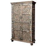 Индийский шкаф с орнаментом резьба из дерева Indian Antique Furniture  варинант исполнения - 6 | Loft Concept в Твери