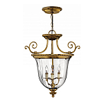 Люстра подвесная цвета латунь с прозрачным стеклянным плафоном и тремя лампами в классическом стиле на цепи Hinkley варинант исполнения - 2 | Loft Concept в Твери