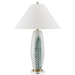 Настольная лампа овальная с тропическим принтом Stylized Aalm Leaves Motif варинант исполнения - 4 | Loft Concept в Твери