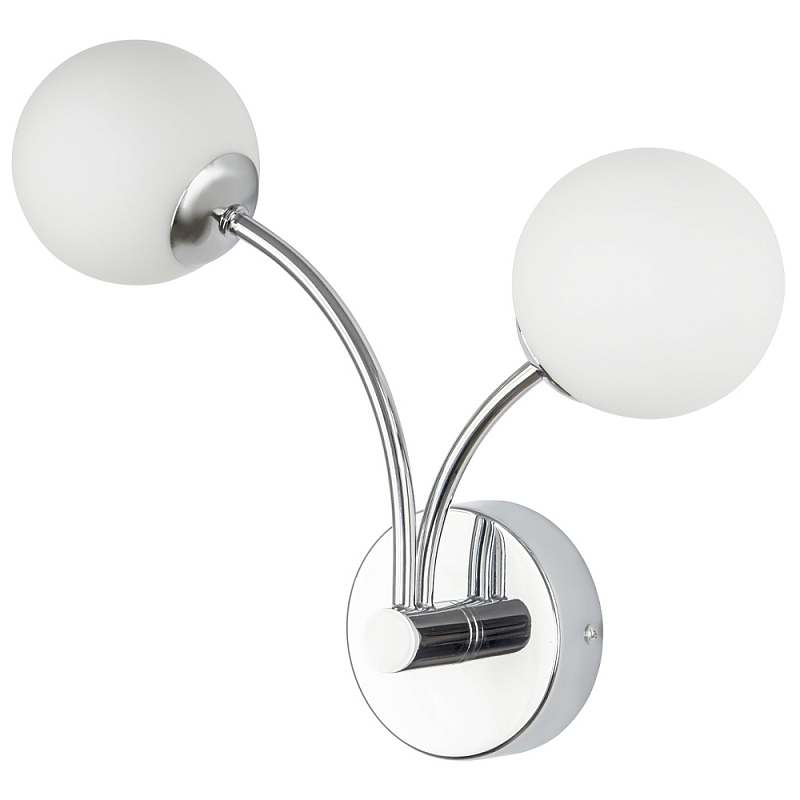 Бра с 2-мя круглыми плафонами из матового стекла Pearl Suspension Light Chrome Wall Lamp Хром Белое матовое стекло Бра с 2-мя круглыми плафонами из матового стекла Pearl Suspension Light Chrome Wall Lamp Хром Белое матовое стекло в Твери | Loft Concept