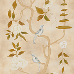 Обои ручная роспись Gustavian Tree of Life Special Colourway on Edo custom white painted silk варинант исполнения - 2 | Loft Concept в Твери