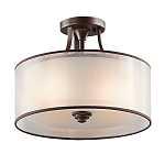 Потолочный светильник с двойным цилиндрическим плафоном из белого стекла и прозрачной органзы Kichler варинант исполнения - 1 | Loft Concept в Твери