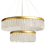 Люстра двухъярусная с золотого цвета и прозрачными подвесками Pettico варинант исполнения - 1 | Loft Concept в Твери