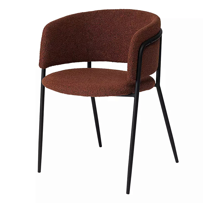 Стул полукруглый мягкий с буклированной обивкой Chair with Boucle Upholstery Черный Терракотовый Стул полукруглый мягкий с буклированной обивкой Chair with Boucle Upholstery Черный Терракотовый в Твери | Loft Concept