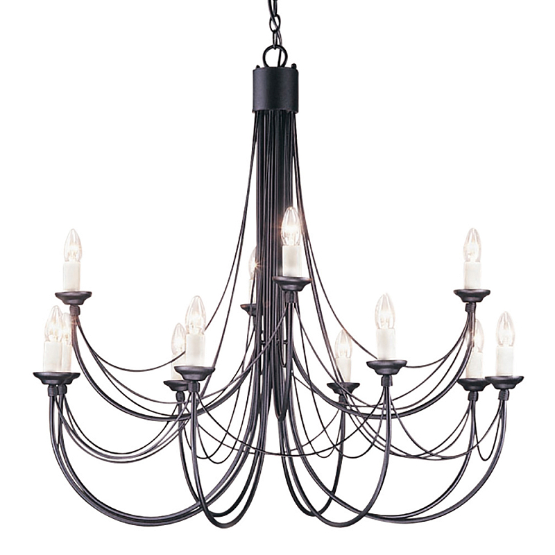 Люстра черного цвета ручной работы с канделябрами и переплетенной проволочной драпировкой Elstead Lighting Черный Белый в Твери | Loft Concept 
