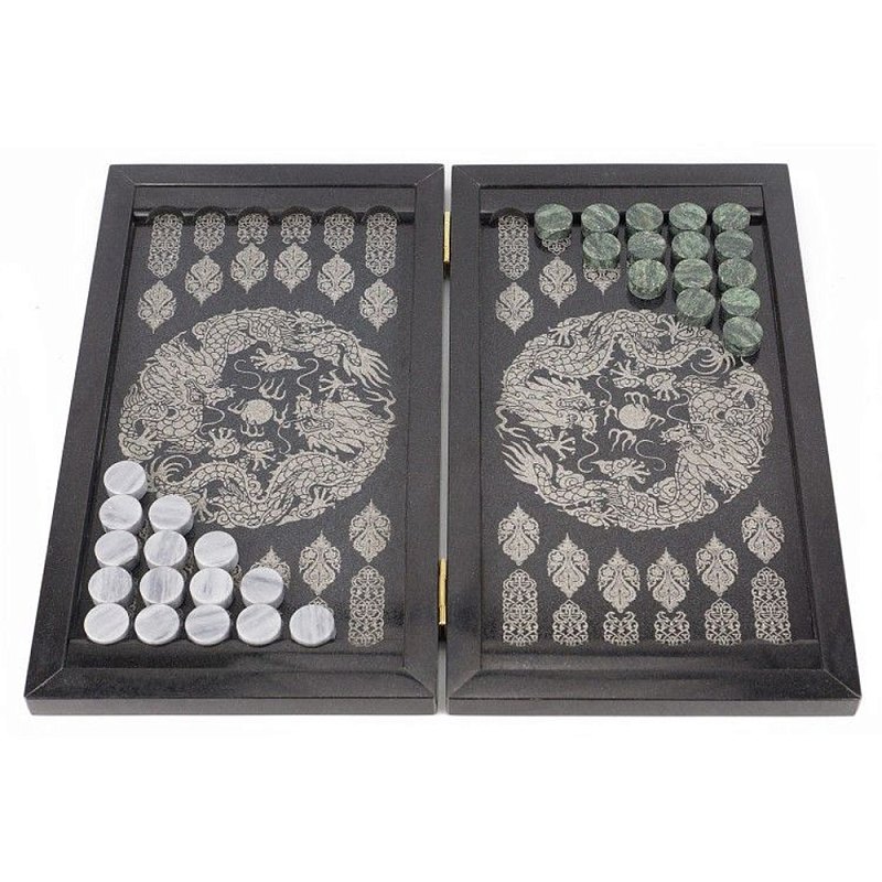 Подарочные нарды из натурального камня с гравировкой Backgammon from Stone Серый Подарочные нарды из натурального камня с гравировкой Backgammon from Stone Серый в Твери | Loft Concept