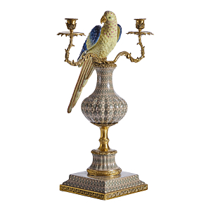Подсвечникв образе попугая из фарфора с бронзовыми элементами Eden Garden