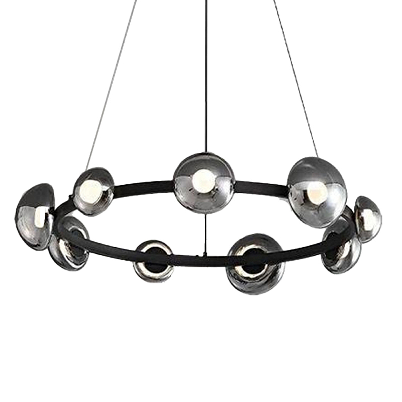 Люстра подвесная светодиодная в форме кольца Gray Ring Chandelier Серый Хром Люстра подвесная светодиодная в форме кольца Gray Ring Chandelier Серый Хром в Твери | Loft Concept