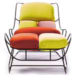 Дизайнерское разноцветное кресло на металлическом каркасе с подставкой для ног Poltronova Plasma Armchair варинант исполнения - 3 | Loft Concept в Твери