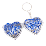 Зеркало брелок складное двухстороннее в форме сердца из натурального камня Лазурит Stone Mirrors варинант исполнения - 2 | Loft Concept в Твери