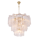 Люстра круглая многоярусная с прозрачными подвесками из стекла Hexagon Tube Light варинант исполнения - 3 | Loft Concept в Твери