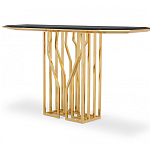 Консоль с чёрной столешницей и золотым фигурным основанием Cosmo варинант исполнения - 2 | Loft Concept в Твери