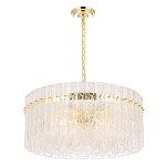 Люстра подвесная круглая с прозрачными рельефными стеклянными вставками и золотым основанием Textured Glass Chandelier варинант исполнения - 2 | Loft Concept в Твери