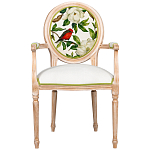 Стул с подлокотниками золотистый из бука с изображением птиц и цветов Blooming Red Birds варинант исполнения - 1 | Loft Concept в Твери