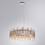 Люстра подвесная круглая с прозрачными хрустальными трубками и золотистым каркасом Диаметр 60 см Hexagon Tube Light варинант исполнения - 2 | Loft Concept в Твери