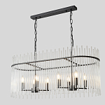 Люстра подвесная овальная со стеклянными прозрачными трубками и металлическим каркасом черного цвета Nembus варинант исполнения - 3 | Loft Concept в Твери