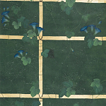 Обои ручная роспись Morning Glory Original colourway on Edo Green painted Xuan paper варинант исполнения - 1 | Loft Concept в Твери