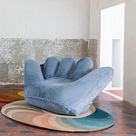 Дизайнерское плюшевое кресло в форме руки голубое Poltronova Joe Plush Baby Blue Armchair варинант исполнения - 3 | Loft Concept в Твери