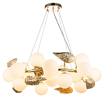 Люстра круглая на золотистом каркасе с белыми стеклянными плафонами Zest of Light варинант исполнения - 1 | Loft Concept в Твери