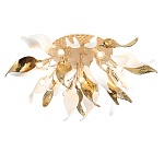 Люстра потолочная с декоративными белыми и золотистыми листьями Wintery flovers варинант исполнения - 3 | Loft Concept в Твери