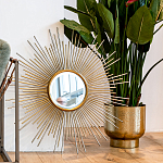 Зеркало-солнце круглое в раме из металла с золотыми с лучами Rays of Peace варинант исполнения - 3 | Loft Concept в Твери