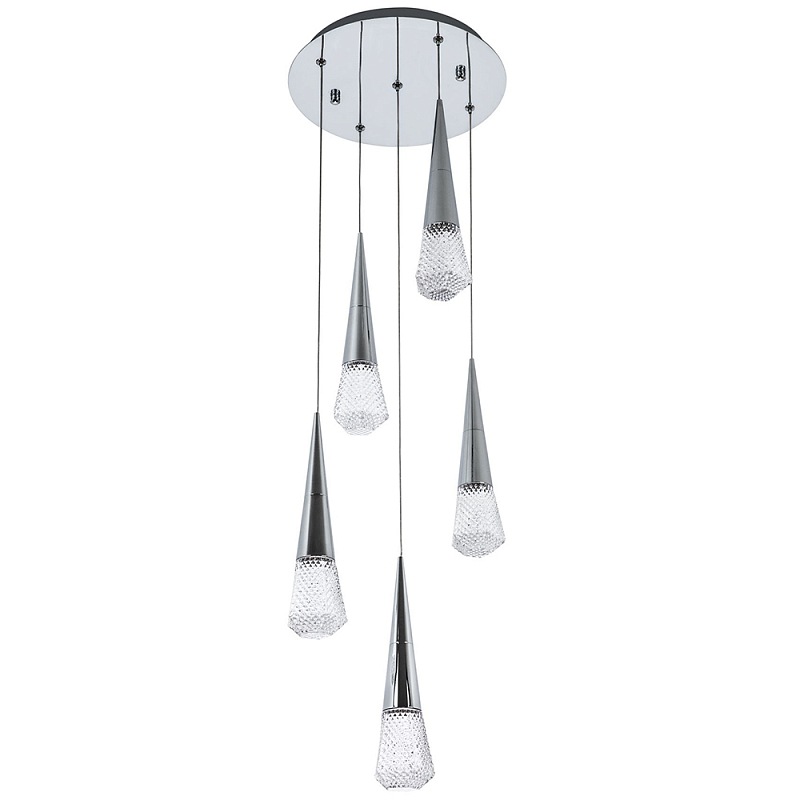 Люстра капли Acrylic Droplet Five Chrome Chandelier Хром Прозрачный в Твери | Loft Concept 