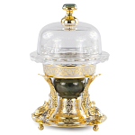 Икорница с декором "Три рыбки" с гравировкой и натуральным камнем Нефрит Decorative Cavair Dishes варинант исполнения - 1 | Loft Concept в Твери