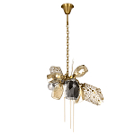 Люстра подвесная со стеклянными плафонами из дымчатого и золотистого с тремя вертикальными подвесками Gilded Mirage  варинант исполнения - 2 | Loft Concept в Твери