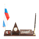 Настольный письменный набор с часами в виде пирамиды из природного камня обсидиана Pyramid of Time варинант исполнения - 1 | Loft Concept в Твери