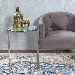 Приставной столик на серебристом основании с столешницей из стекла Noir варинант исполнения - 4 | Loft Concept в Твери