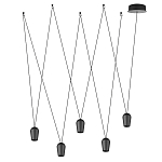 Подвесной светильник черными плафонами на длинных пересекающихся тросах Construction варинант исполнения - 2 | Loft Concept в Твери