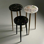 Круглый журнальный столик со столешницей из эпоксидной смолы Epoxy Resin Flowers Coffee Table варинант исполнения - 4 | Loft Concept в Твери