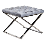 Пуф велюровый серый с каретной стяжкой Perennially варинант исполнения - 1 | Loft Concept в Твери