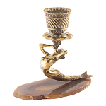 Подсвечник бронзовый из натурального камня агат Stone Candlestick варинант исполнения - 1 | Loft Concept в Твери