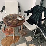 Круглый журнальный столик со столешницей из эпоксидной смолы Epoxy Resin Flowers Coffee Table варинант исполнения - 8 | Loft Concept в Твери