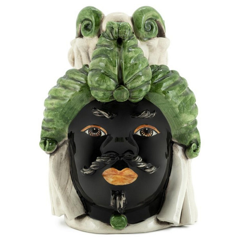 Ваза Vase Moro Man Small Dark Green Черный Зеленый Бежевый Ваза Vase Moro Man Small Dark Green Черный Зеленый Бежевый в Твери | Loft Concept
