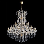 Люстра многоярусная с 53-мя лампочками и прозрачными хрустальными подвесками на основании золотого цвета Crystal lamps варинант исполнения - 2 | Loft Concept в Твери