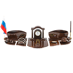 Настольный письменный набор с часами из природного камня обсидиана Competent Leader варинант исполнения - 1 | Loft Concept в Твери