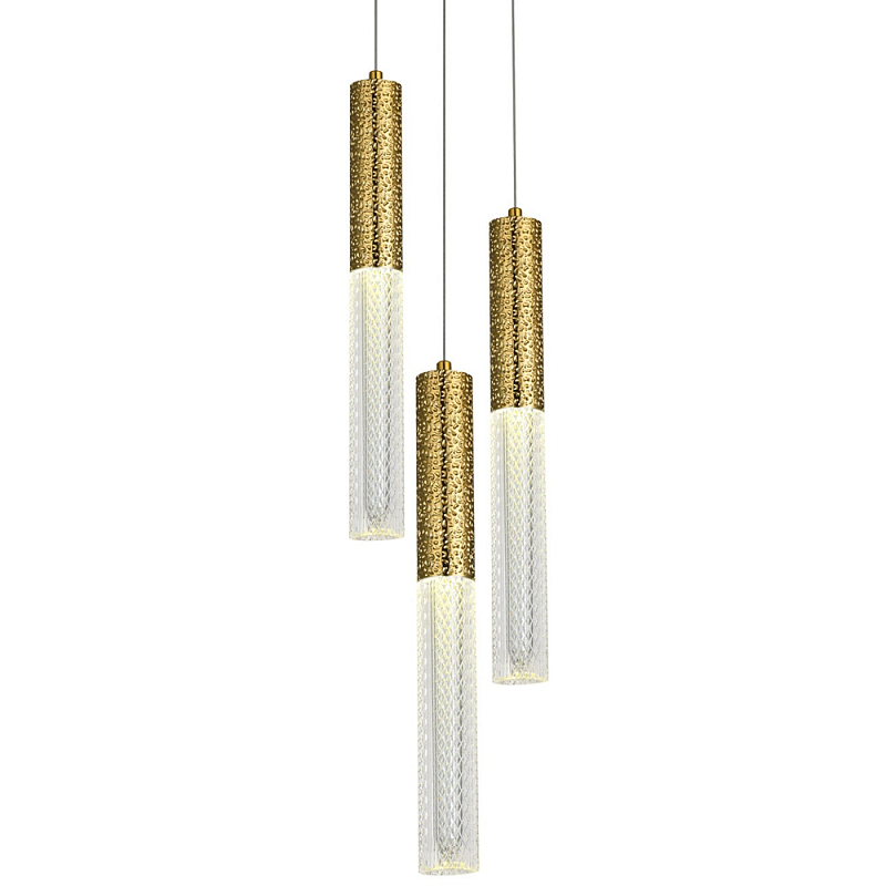 Подвесной светильник латунь Dew Drops Tube Brass Trio Hanging Lamp Латунь Прозрачный Подвесной светильник латунь Dew Drops Tube Brass Trio Hanging Lamp Латунь Прозрачный в Твери | Loft Concept
