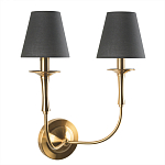 Бра с металлическим основанием бронзового цвета и 2-мя черными конусовидными абажурами Dignity варинант исполнения - 1 | Loft Concept в Твери