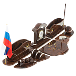 Настольный письменный набор с часами из природного камня обсидиана Competent Leader варинант исполнения - 2 | Loft Concept в Твери