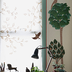 Обои с вышивкой ручной работы Mughal Trees Original colourway on linen варинант исполнения - 3 | Loft Concept в Твери