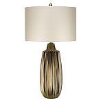 Настольная лампа с рифленым керамическим основанием в бронзовом цвете и жемчужным шёлковым абажуром Elstead Lighting варинант исполнения - 1 | Loft Concept в Твери