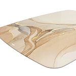 Обеденный стол с прямоугольной бежевой столешницей из стекла на 4-х деревянных ножках Beige Marble варинант исполнения - 4 | Loft Concept в Твери