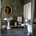 Обои ручная роспись Bamboo Golden on Blue grey dyed silk варинант исполнения - 1 | Loft Concept в Твери